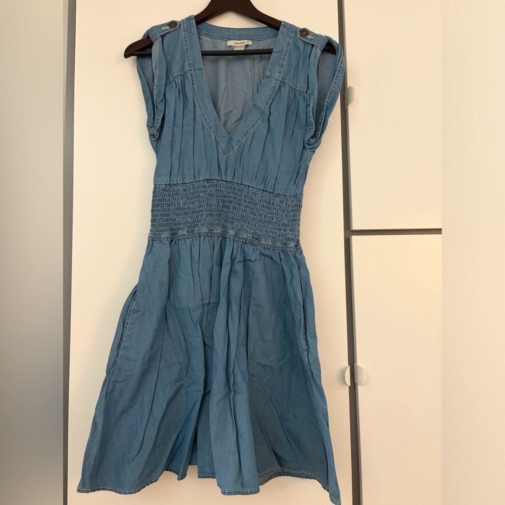 Light Blue V-Neck Smocked Waist Sundress